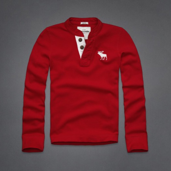 Abercrombie Fitch Hombres Ponte de pie de cuello Largo Remera AF6229